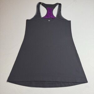 Lululemon Racerback Tank Top CRB sz 6 Coal‎ Very Violet Ruffle EUC Rare Athletic